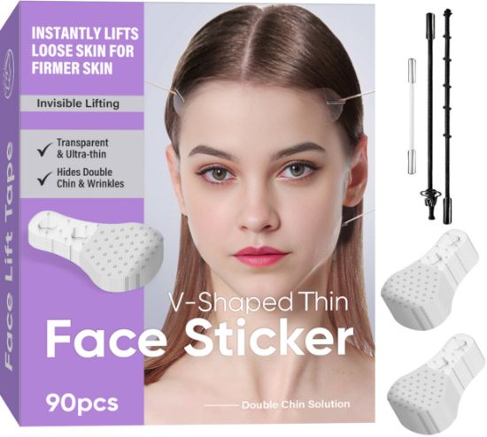 Picture of Face Lift Tape, High Elasticity Facelift Tape for Face Invisible, Hiding Facial Wrinkles, Lift Saggy Skin & Hide Double Chin, Ultra-thin, Breathable, Waterproof (90PCS)