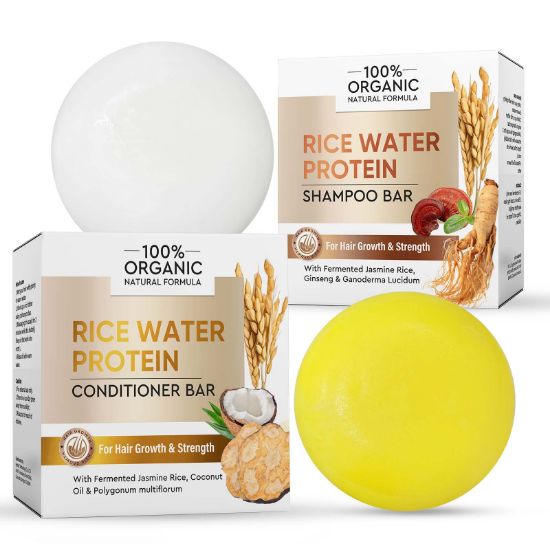 Picture of Rice Water for Hair, Rice Water Shampoo and Conditioner Bar Set,